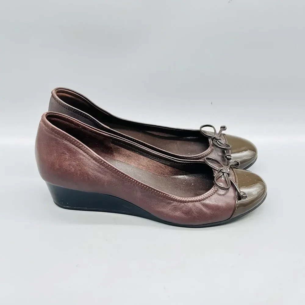 Cole Haan Womens 6.5 Brown Leather Ballet Wedge Flats Comfort Shoes